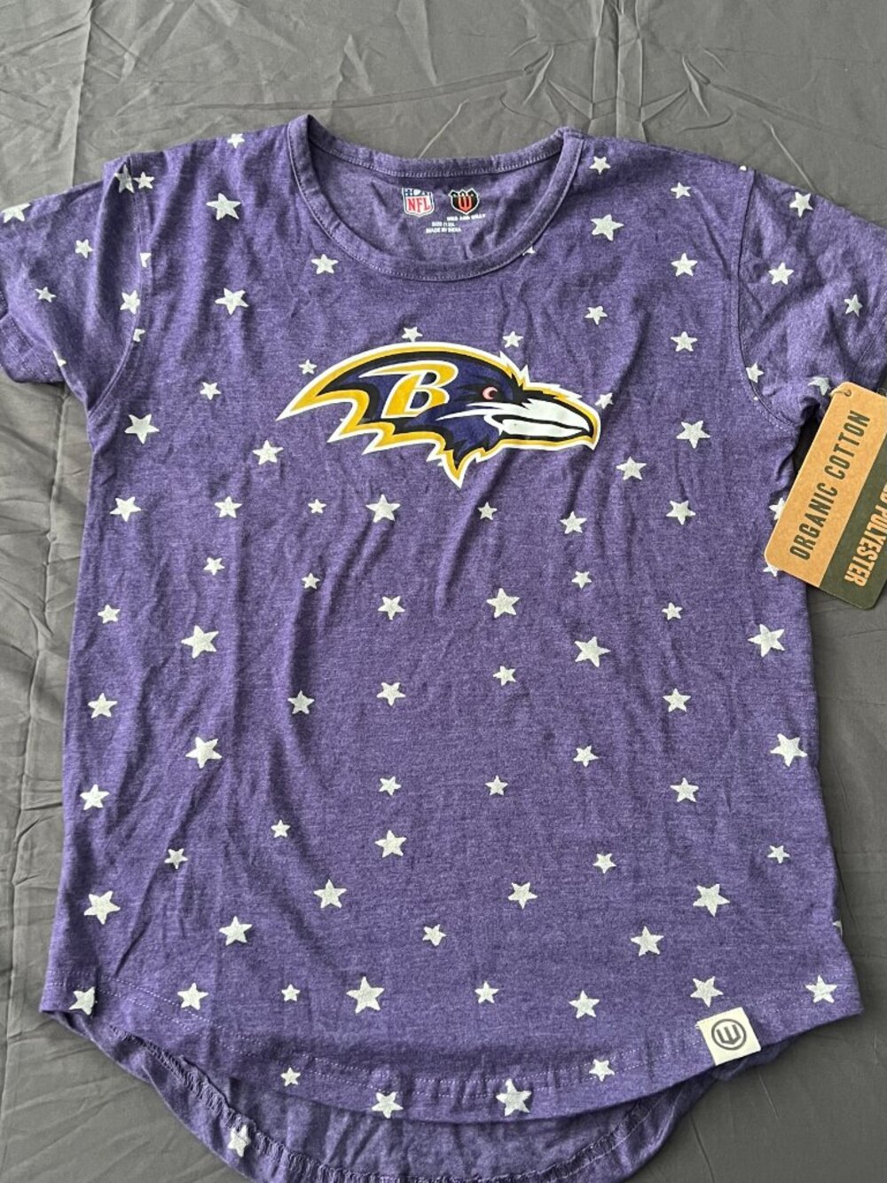 Wes and Willy Baltimore Ravens Flowers Girls Star Print T-Shirt Purple Large